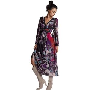 Anthropologie Multicolor Floral Long Sleeve Dress